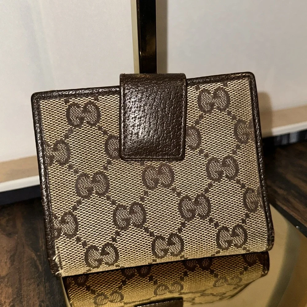Gucci GG Canvas Leather Bifold Wallet Brown - Picture 2 of 7